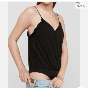 Express Wrap Cami Thong Bodysuit in Black - Size S